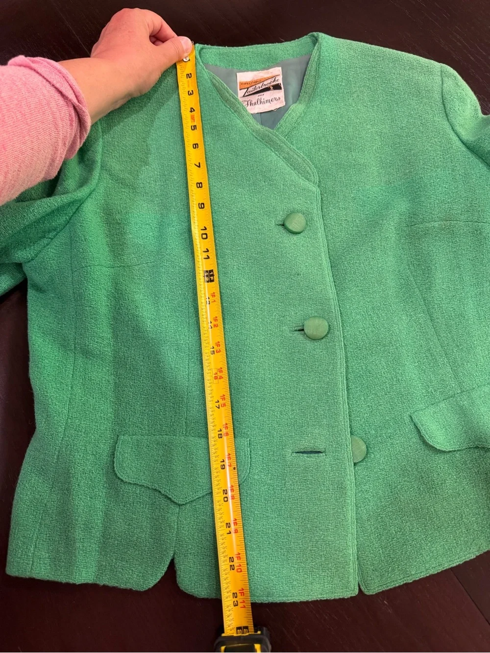 Tailorbrooke for Thalhimers vintage‎ 1960s bright green wool tweed skirt suit